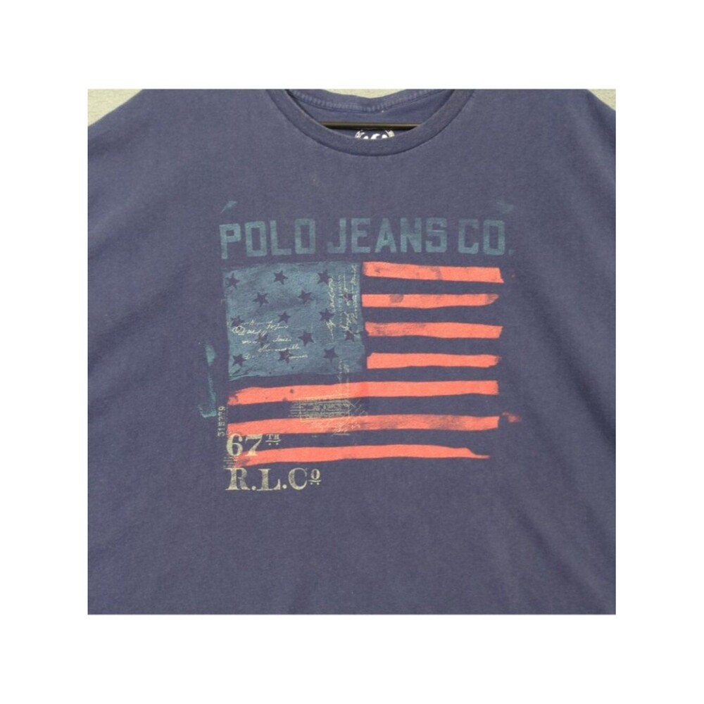Polo Jeans Co T-Shirt Men's 3XL Blue American Flag Graphic Short Sleeve Cotton - Picture 3 of 8